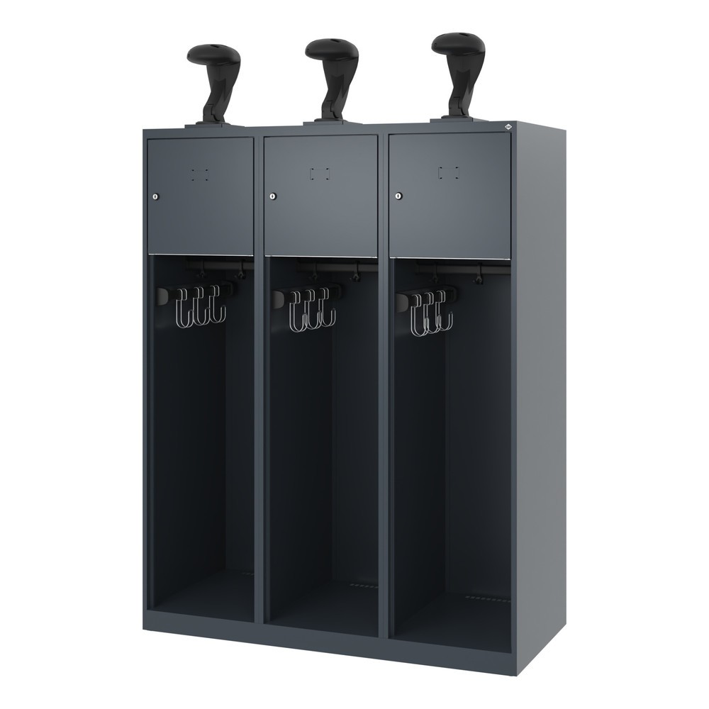 Productafbeelding nr. 5: C+P brandweerkast YOUNGSTER, vloerglijders, 3 compartimenten, hxbxd 1.530 x 1.200 x 500 mm, antracietgrijs, met helmhouder