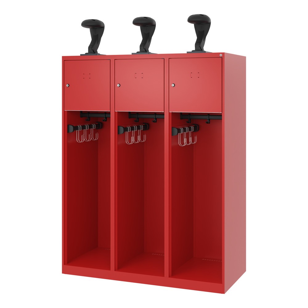Productafbeelding nr. 5: C+P brandweerkast YOUNGSTER, vloerglijders, 3 compartimenten, hxbxd 1.530 x 1.200 x 500 mm, vuurrood, met helmhouder