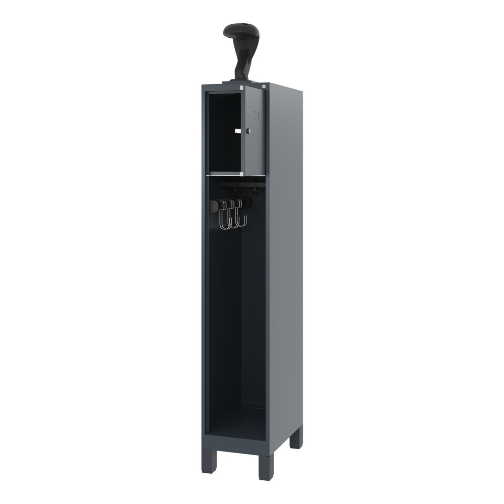 Product afbeelding: C+P brandweerkast YOUNGSTER, voeten, 1 compartiment, hxbxd 1.530 x 300 x 500 mm, antracietgrijs, met helmhouder