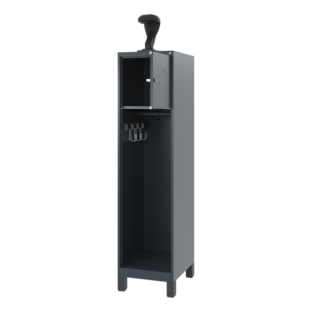 Product afbeelding: C+P brandweerkast YOUNGSTER, voeten, 1 compartiment, hxbxd 1.530 x 400 x 500 mm, antracietgrijs, met helmhouder