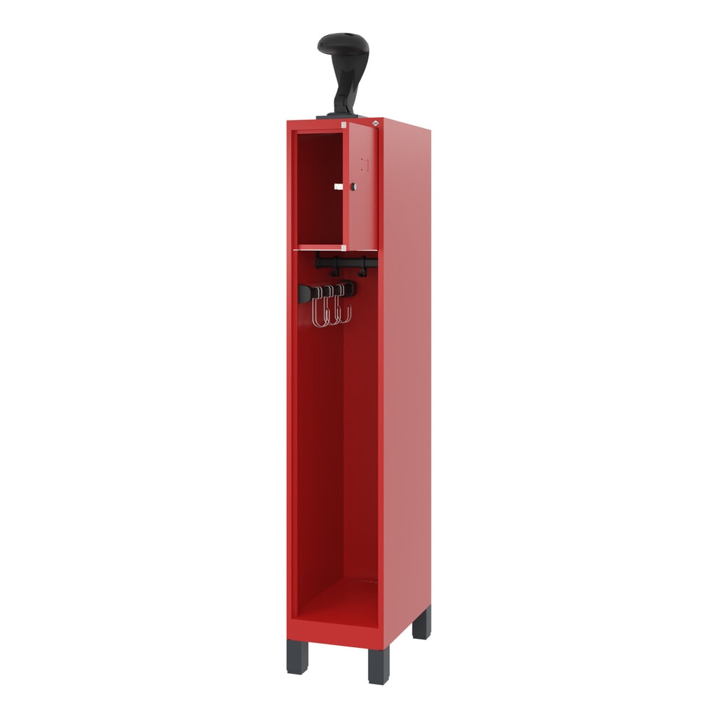 Productafbeelding nr. 1: C+P brandweerkast YOUNGSTER, voeten, 1 compartiment, hxbxd 1.530 x 300 x 500 mm, vuurrood, met helmhouder