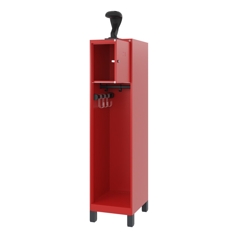 Product afbeelding: C+P brandweerkast YOUNGSTER, voeten, 1 compartiment, hxbxd 1.530 x 400 x 500 mm, vuurrood, met helmhouder