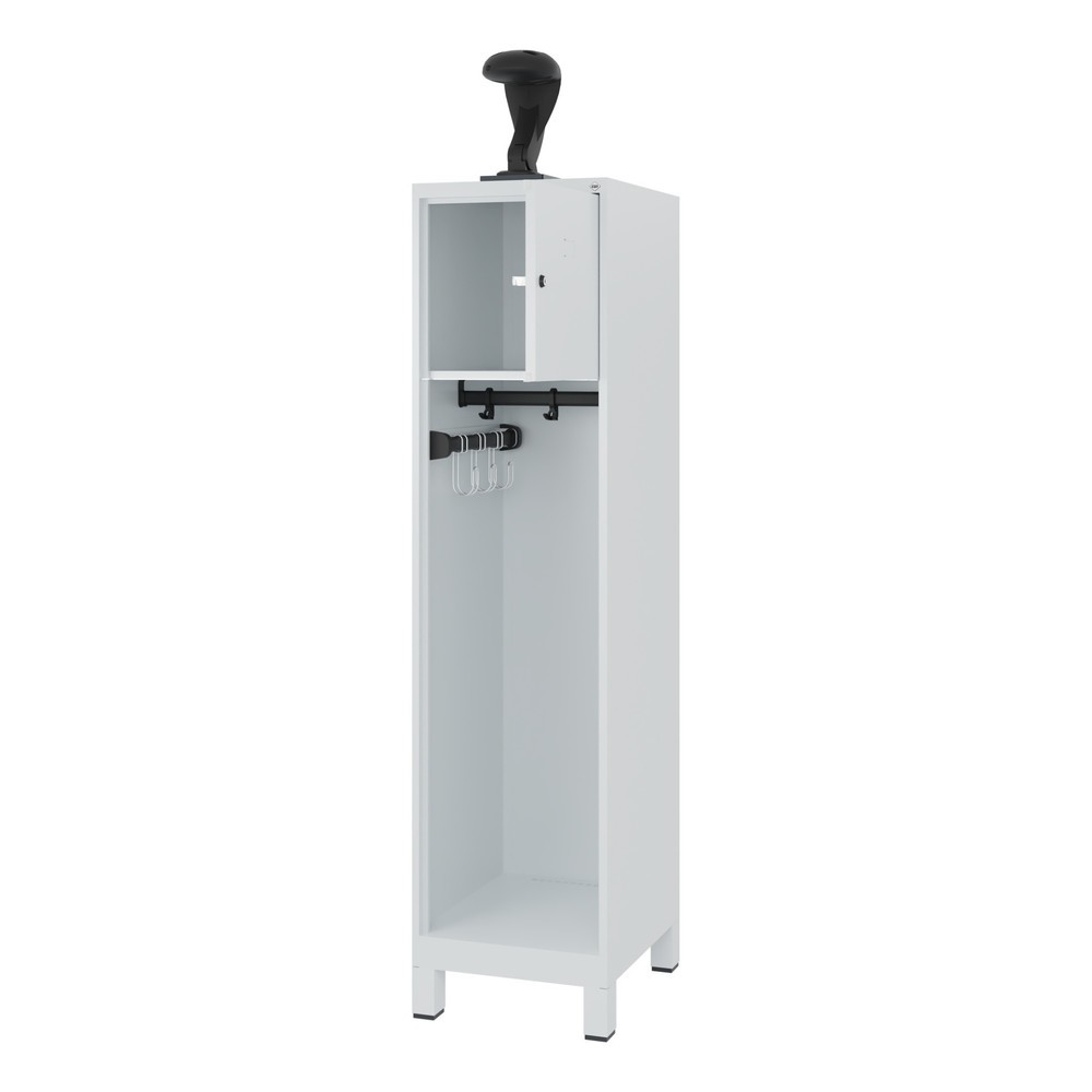 Product afbeelding: C+P brandweerkast YOUNGSTER, voeten, 1 compartiment, hxbxd 1.530 x 400 x 500 mm, lichtgrijs, met helmhouder