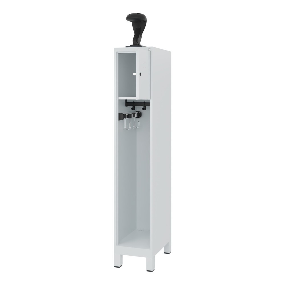 Product afbeelding: C+P brandweerkast YOUNGSTER, voeten, 1 compartiment, hxbxd 1.530 x 300 x 500 mm, lichtgrijs, met helmhouder