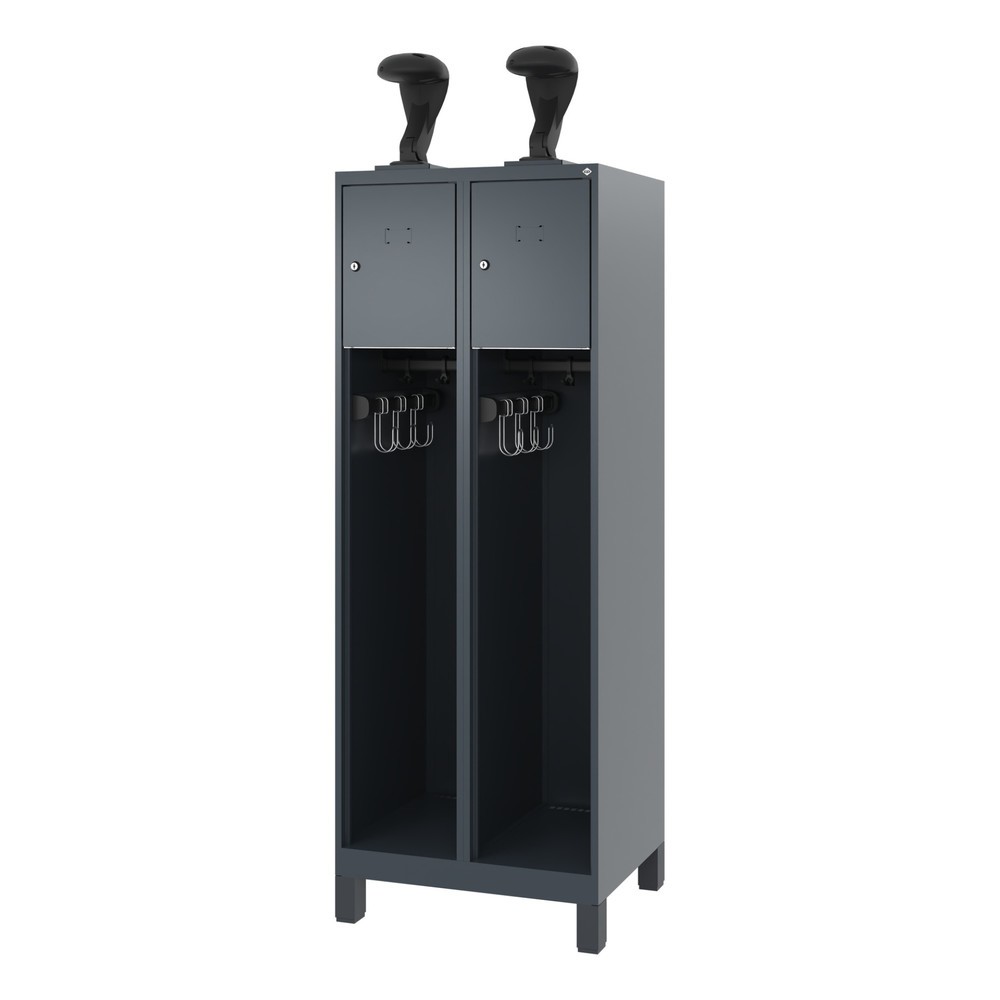 Productafbeelding nr. 5: C+P brandweerkast YOUNGSTER, voeten, 2 compartimenten, hxbxd 1.530 x 600 x 500 mm, antracietgrijs, met helmhouder