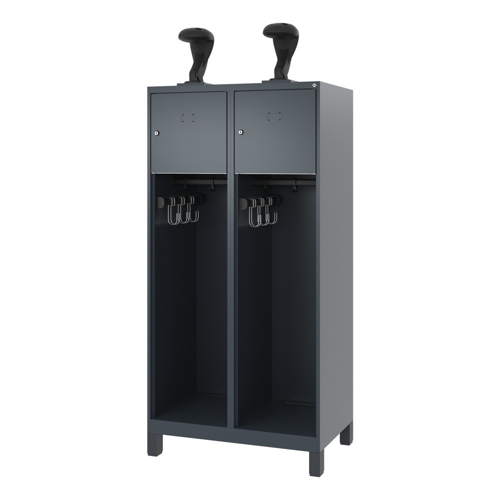 Productafbeelding nr. 5: C+P brandweerkast YOUNGSTER, voeten, 2 compartimenten, hxbxd 1.530 x 800 x 500 mm, antracietgrijs, met helmhouder