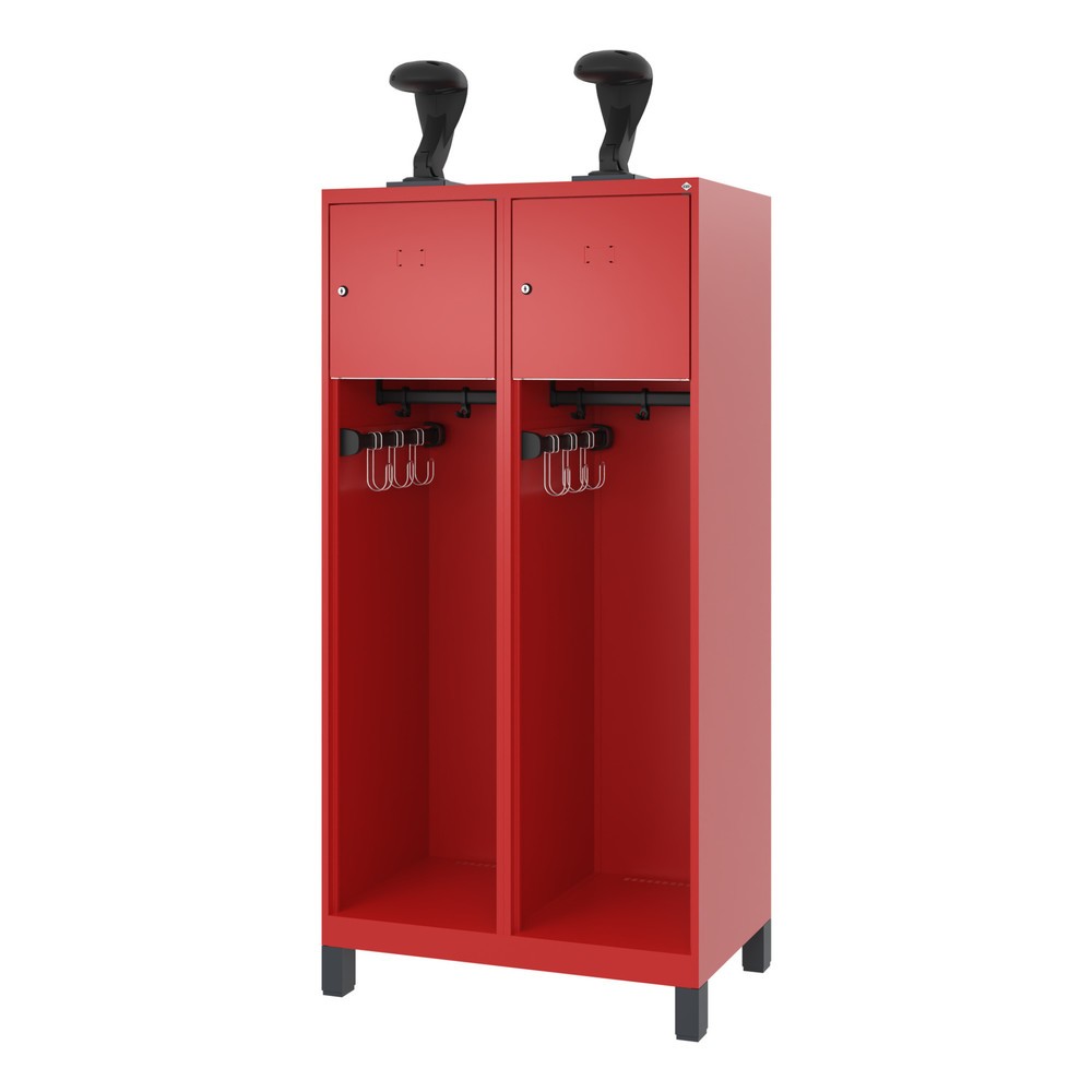 Productafbeelding nr. 5: C+P brandweerkast YOUNGSTER, voeten, 2 compartimenten, hxbxd 1.530 x 800 x 500 mm, vuurrood, met helmhouder