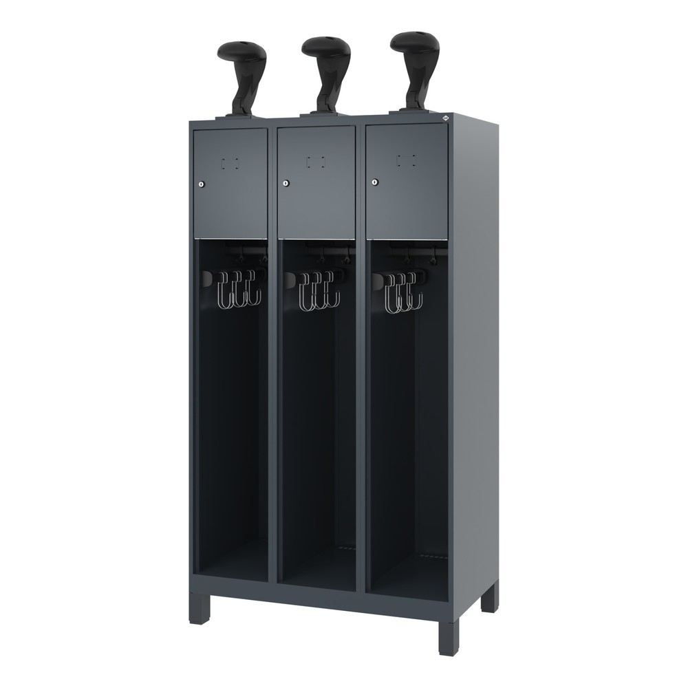 Productafbeelding nr. 5: C+P brandweerkast YOUNGSTER, voeten, 3 compartimenten, hxbxd 1.530 x 900 x 500 mm, antracietgrijs, met helmhouder