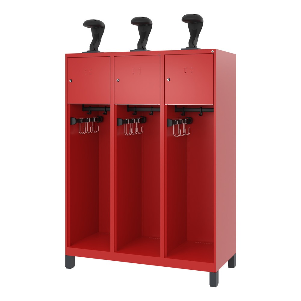 Productafbeelding nr. 5: C+P brandweerkast YOUNGSTER, voeten, 3 compartimenten, hxbxd 1.530 x 1.200 x 500 mm, vuurrood, met helmhouder