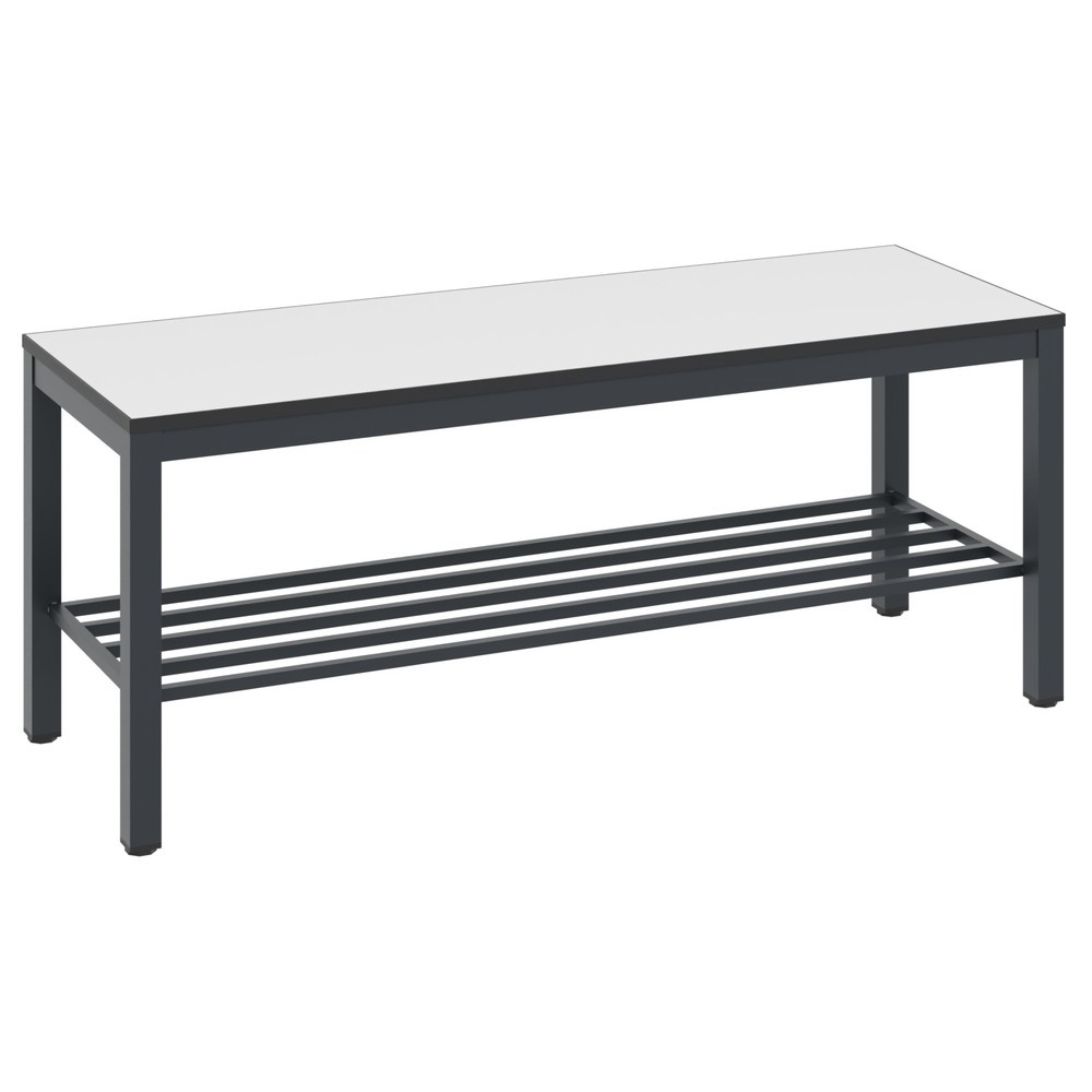 Product afbeelding: C+P kleedkamerbank Basic Plus, lengte 1.000 mm, incl. schoenenrek, zwartgrijs/wit