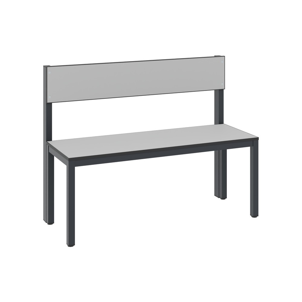 Productafbeelding nr. 1: C+P kleedkamerbank Basic Plus, lengte 1.000 mm, eenzijdig, met rugleuning, zwartgrijs/zilvergrijs