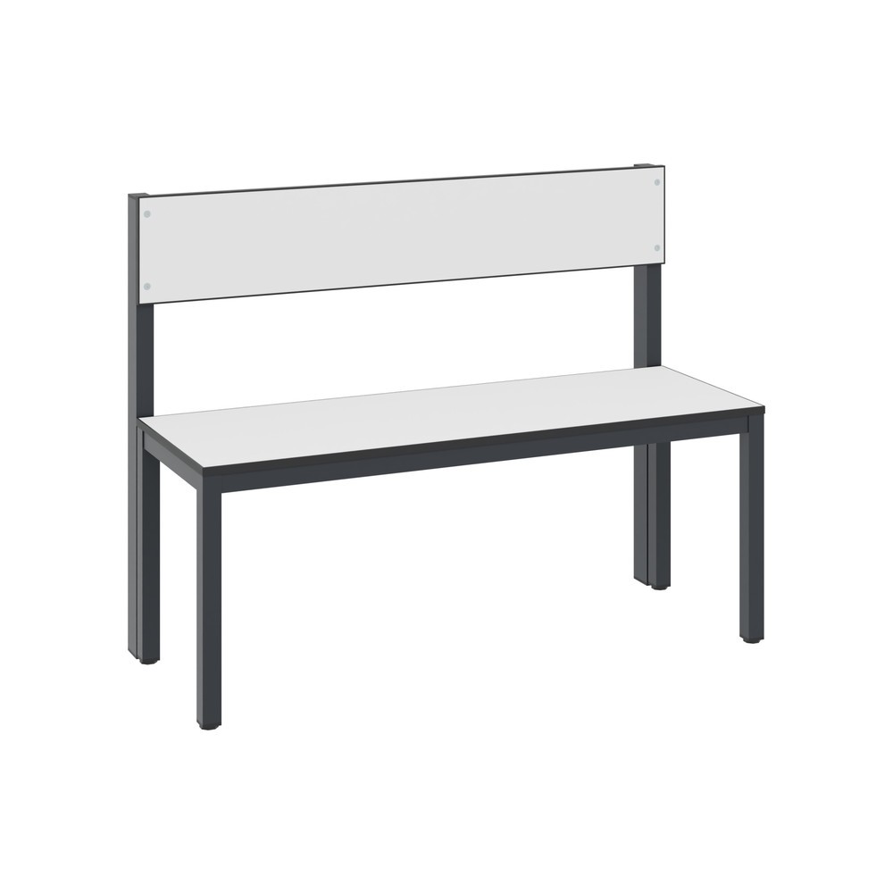 Productafbeelding nr. 1: C+P kleedkamerbank Basic Plus, lengte 1.000 mm, eenzijdig, met rugleuning, zwartgrijs/wit