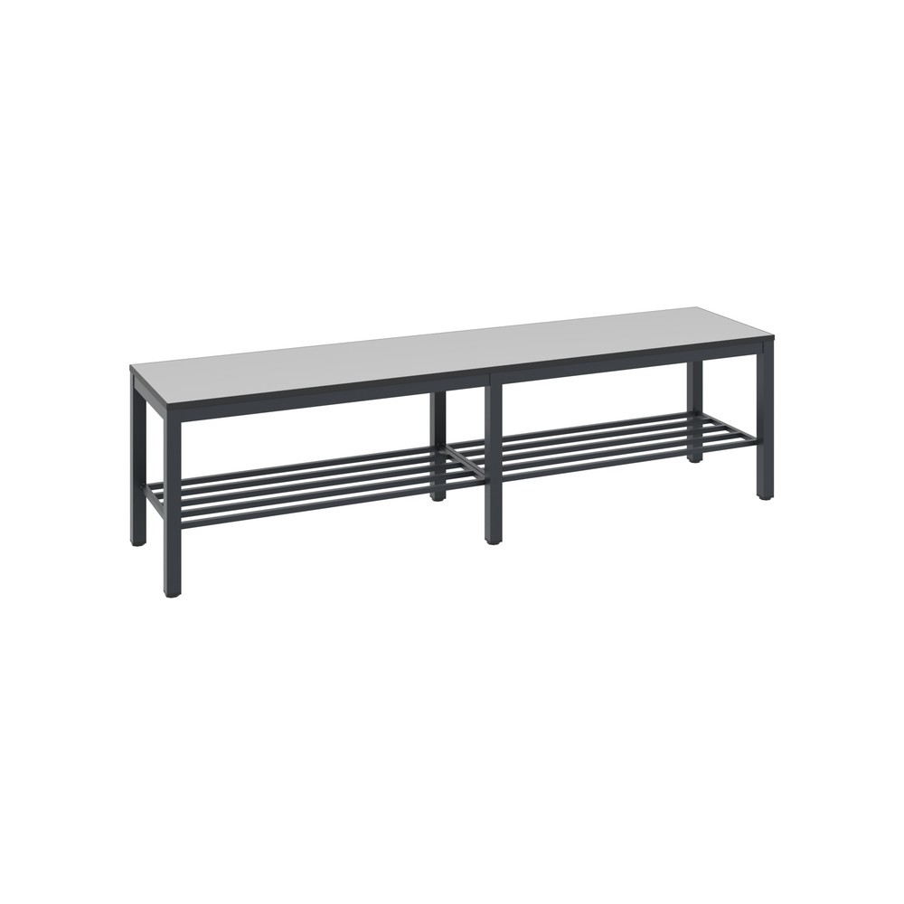 Productafbeelding nr. 1: C+P kleedkamerbank Basic Plus, lengte 1.500 mm, incl. schoenenrek, zwartgrijs/zilvergrijs