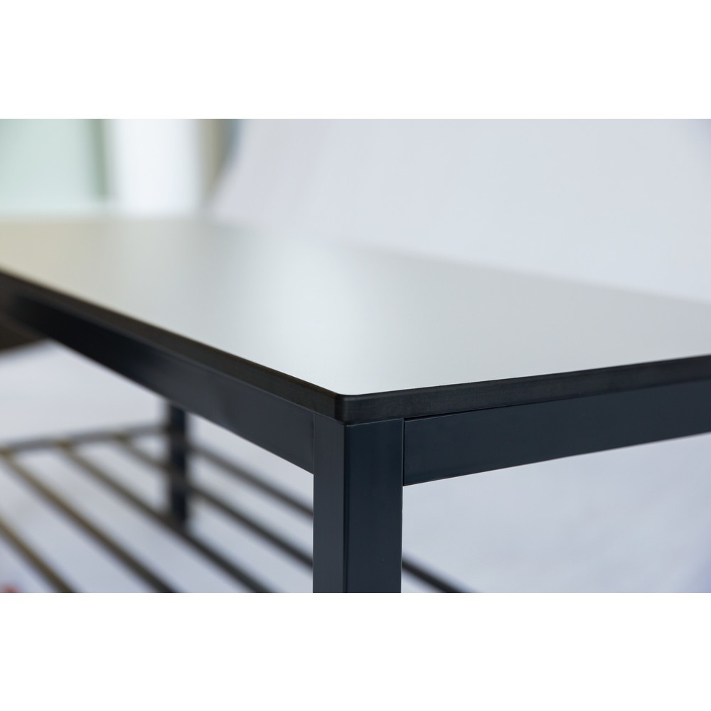 Productafbeelding nr. 2: C+P kleedkamerbank Basic Plus, lengte 1.000 mm, eenzijdig, met rugleuning, 4 dubbele haken, incl. schoenenrek, zwartgrijs/wit