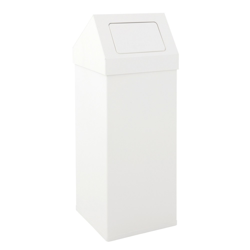 Product afbeelding: Afvalbak CARRO Push, 110 liter, van aluminium, wit