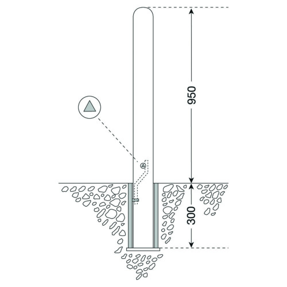 Productafbeelding nr. 2: CITY paal WIEN, ronde buis Ø 108 mm, voor verankeren in beton incl. grondbuis, uitneembaar, zonder kettingoog