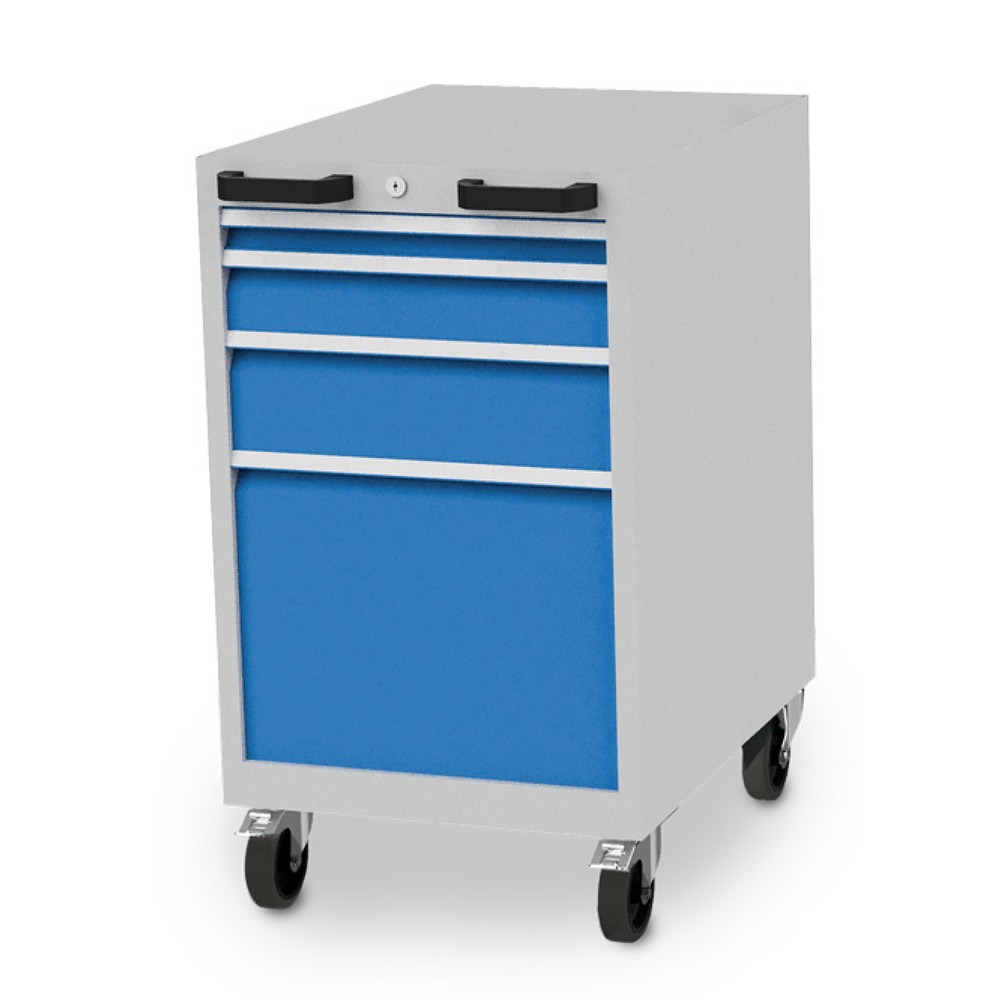 Product afbeelding: CNC-ladekast Bedrunka+Hirth, hxbxd 971 x 555 x 736 mm, verrijdbaar, 4 lades, lichtgrijs, lichtblauw