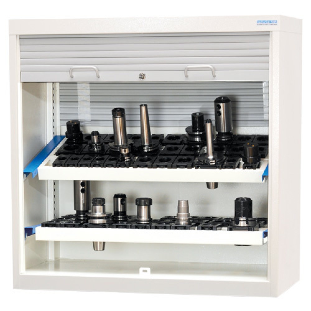 Product afbeelding: CNC-rolluik opzetkast Bedrunka+Hirth, met 2 CNC-dragers, hxbxd 1.000 x 1.000 x 500 mm, lichtgrijs, lichtblauw