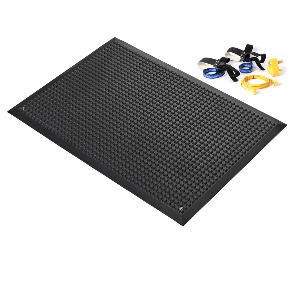 COBA COBAelite® ESD antivermoeidheidsmat, met aardingskabel, bxd 600 x 900 mm, zwart Product afbeelding: COBA COBAelite® ESD antivermoeidheidsmat, met aardingskabel, bxd 600 x 900 mm, zwart
