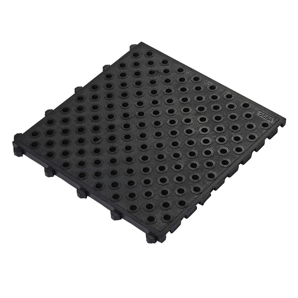 COBA Fatigue Lock Premium antivermoeidheidsmat, geperforeerd, bxd 500 x 500 mm, zwart Product afbeelding: COBA Fatigue Lock Premium antivermoeidheidsmat, geperforeerd, bxd 500 x 500 mm, zwart