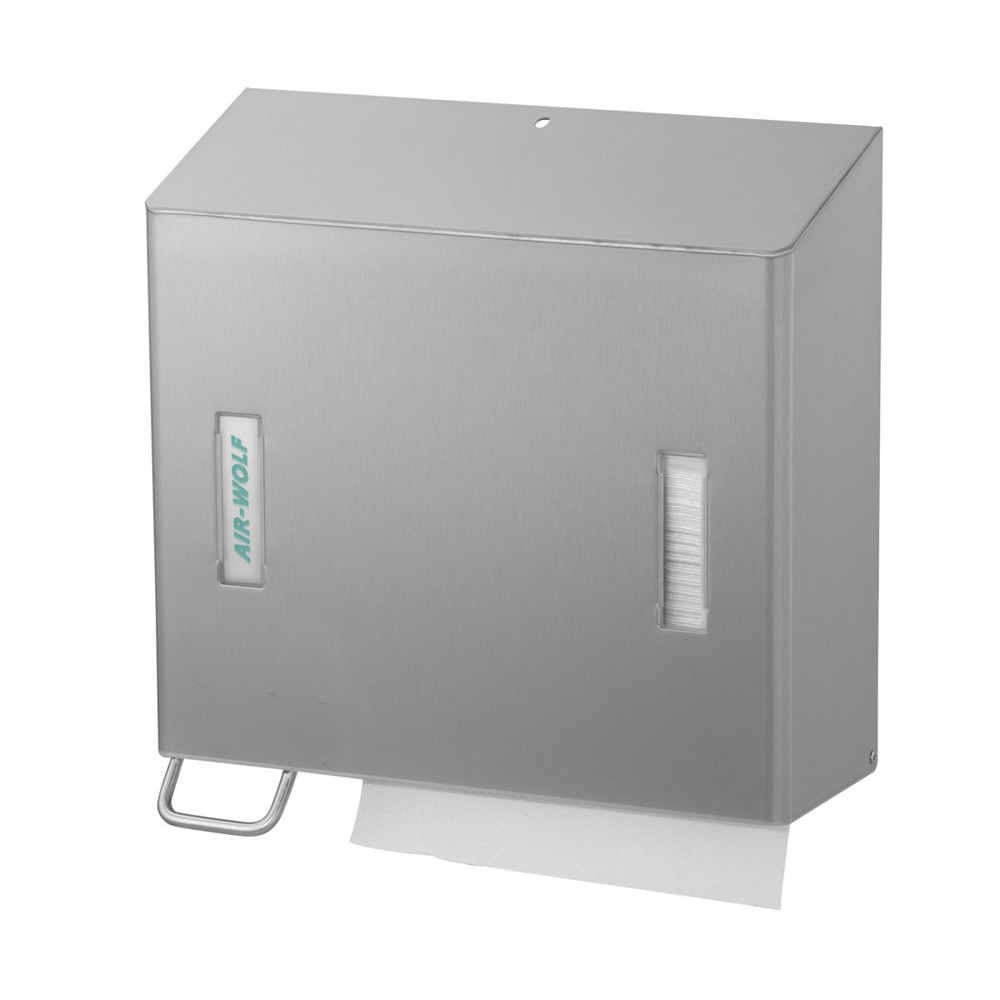 Product afbeelding: Combinatie van dispenser voor papieren handdoekjes en zeepdispenser links Air-Wolf geborsteld roestvrij staal
