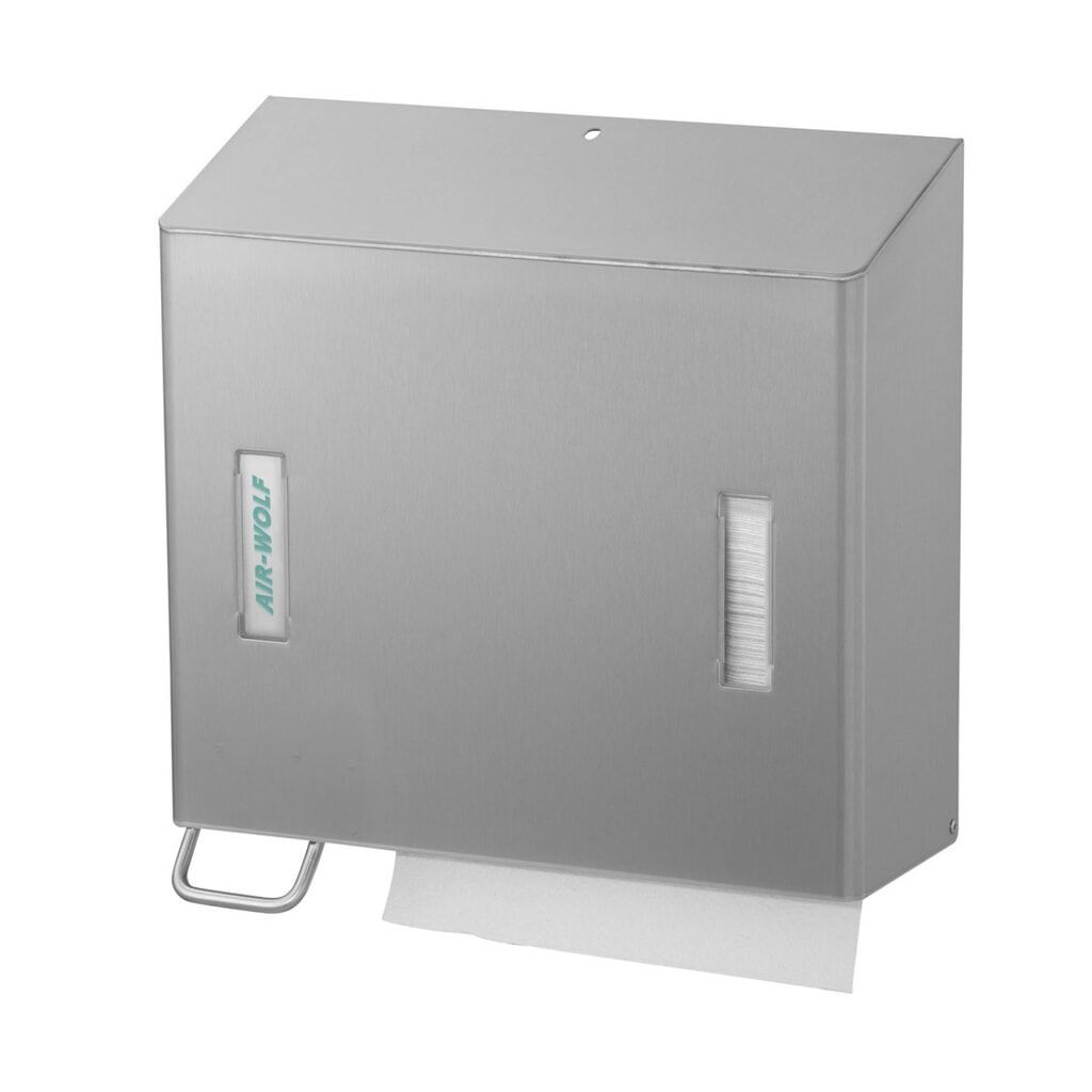 Product afbeelding: Combinatie van dispenser voor papieren handdoekjes en zeepdispenser links Air-Wolf geborsteld roestvrij staal