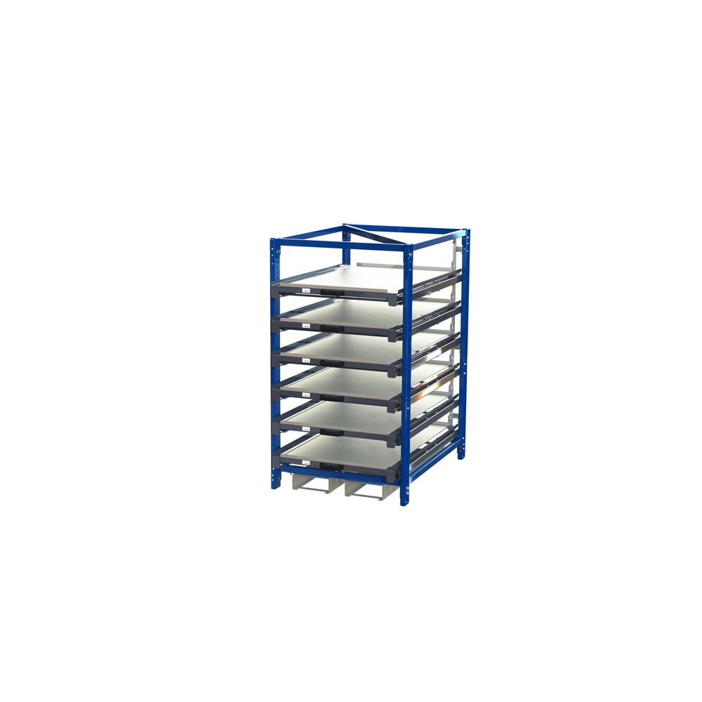 Productafbeelding nr. 1: Compacte uittrekstelling met 6 lades, vaklast 150 kg, hoogte 1.700 mm, met vorkkokers