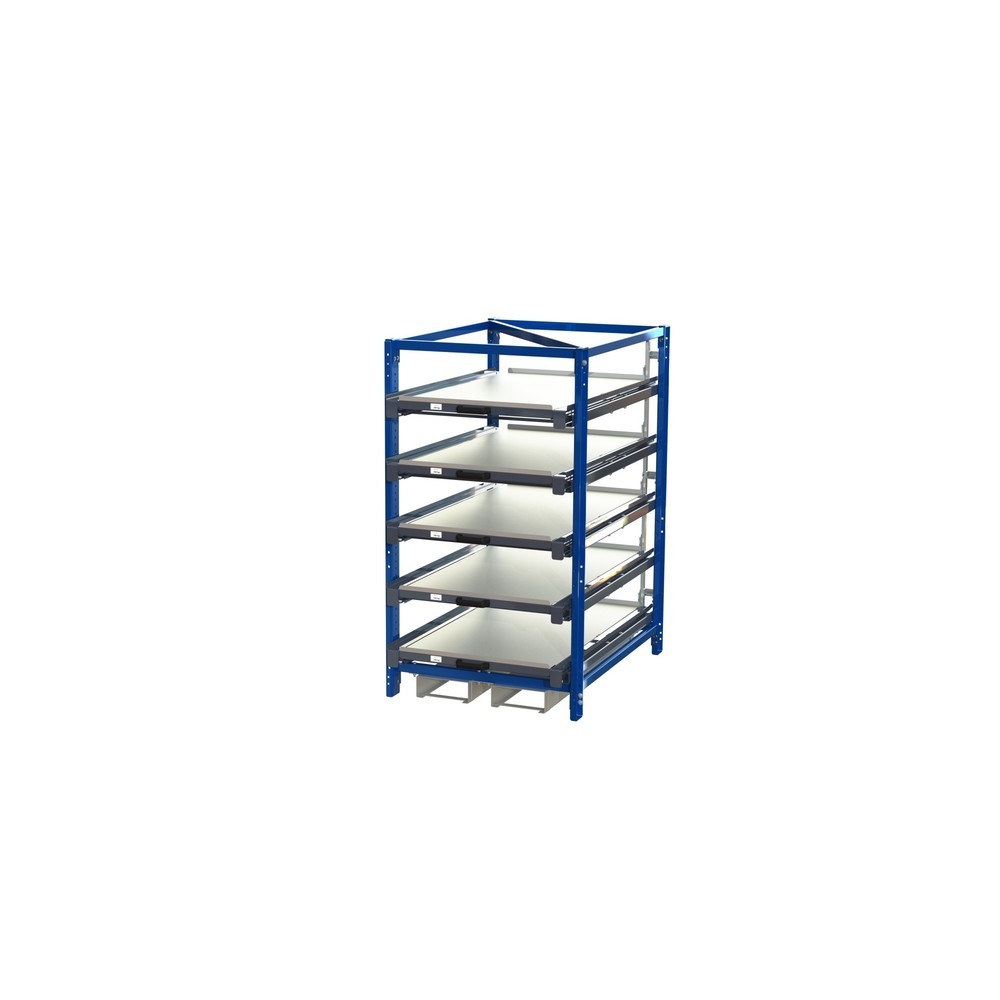 Product afbeelding: Compacte uittrekstelling met 5 lades, vaklast 150 kg, hoogte 1.700 mm, met vorkkokers