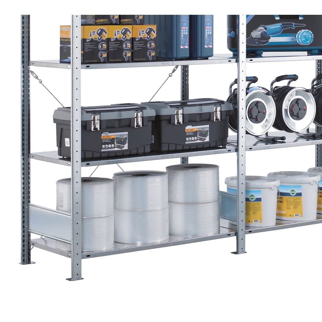 Complete legbordstelling SCHULTE, verzinkt, met 15 legborden van plaatstaal, vaklast 150 kg, hxbxd 2.000 x 3.072 x 536 mm Productafbeelding nr. 3: Complete legbordstelling SCHULTE, verzinkt, met 15 legborden van plaatstaal, vaklast 150 kg, hxbxd 2.000 x 3.072 x 536 mm