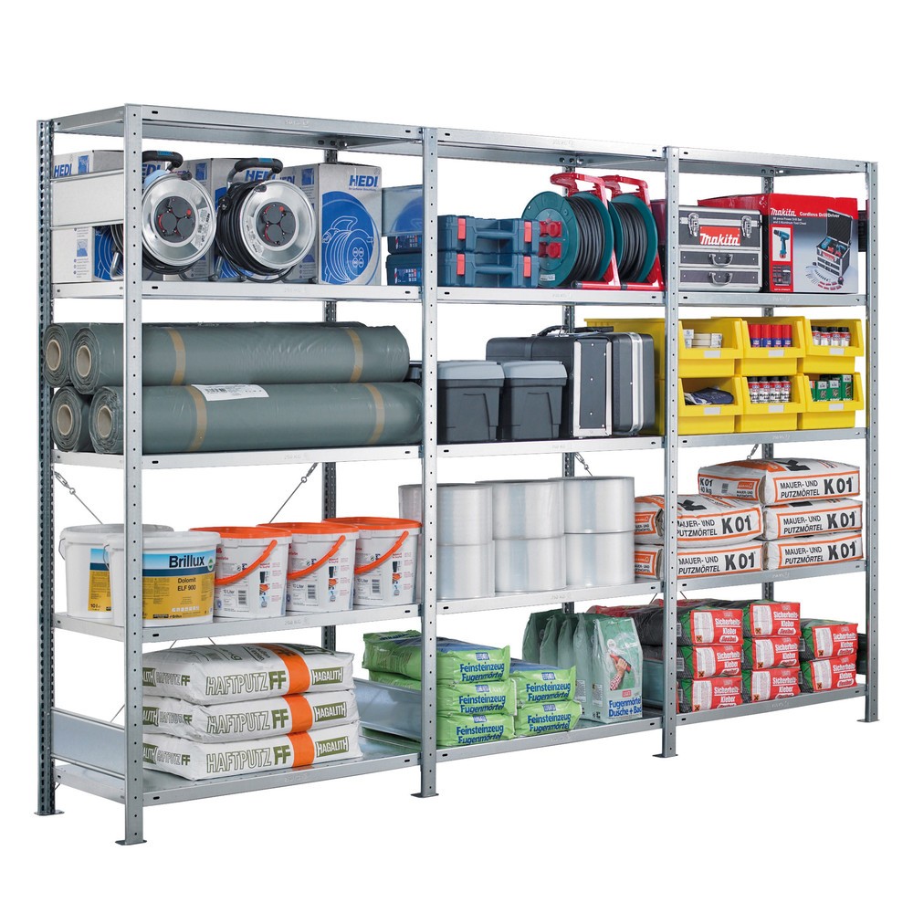 Product afbeelding: Complete legbordstelling SCHULTE, verzinkt, vaklast 330 kg, hxbxd 2.000 x 3.072 x 536 mm