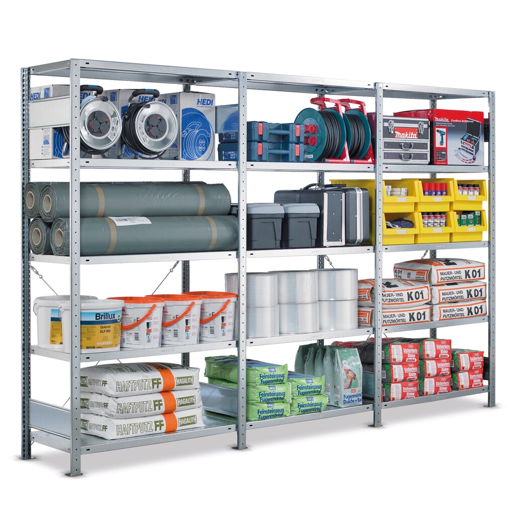 Product afbeelding: Complete legbordstelling SCHULTE, verzinkt, vaklast 330 kg, hxbxd 2.000 x 3.072 x 336 mm