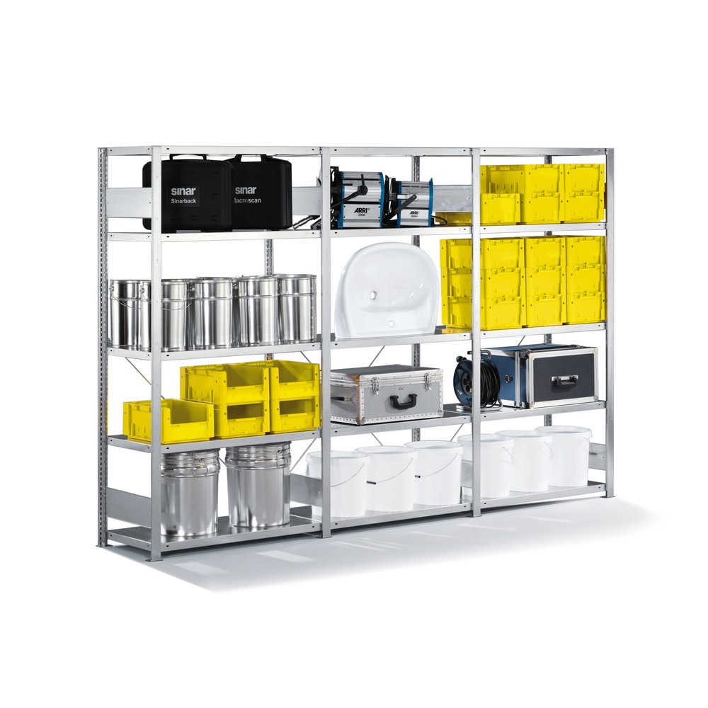 Product afbeelding: Complete legbordstelling META, verzinkt, vaklast 230 kg, hxbxd 2.000 x 3.068 x 636 mm