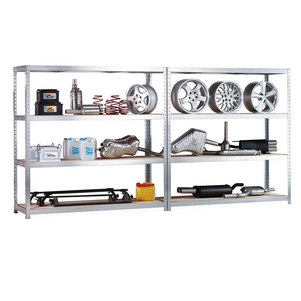 Product afbeelding: Complete grootvakstelling META, met spaanplaten, vaklast 500 kg, hxbxd 1.970 x 4.000 x 600 mm