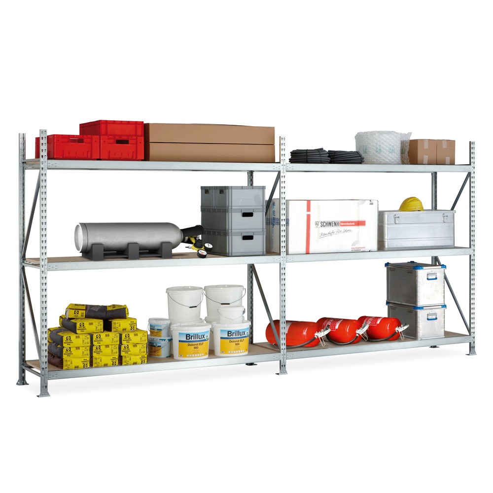 Product afbeelding: Complete grootvakstelling META, met spaanplaten, vaklast 600 kg, hxbxd 2.200 x 3.600 x 650 mm