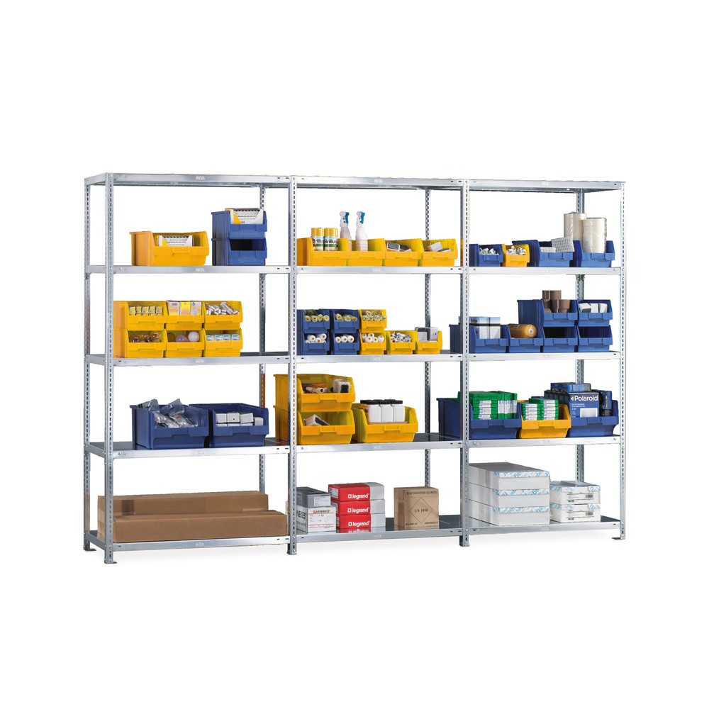 Product afbeelding: Complete legbordstelling META schroefsysteem, VL 80 kg, verzinkt, HxBxD 2.000 x 3.000 x 400 mm