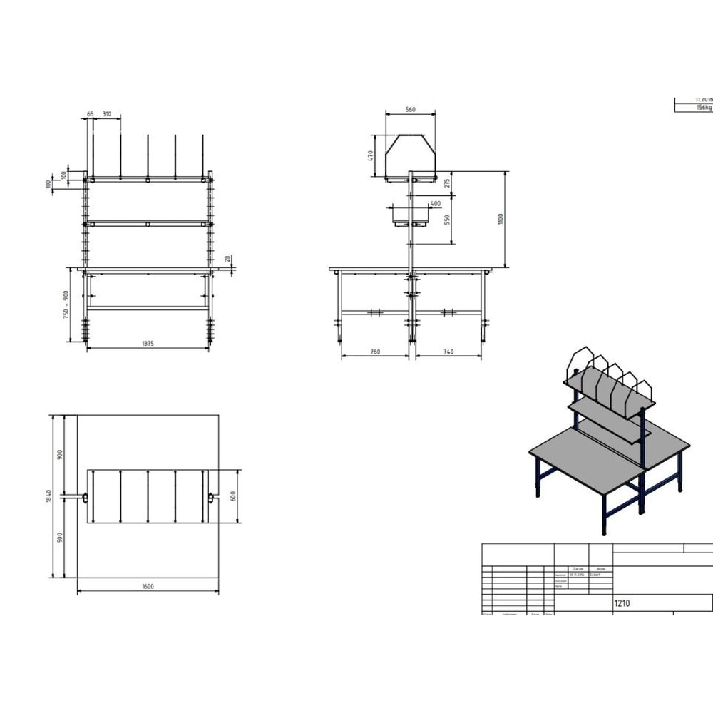 Productafbeelding nr. 4: Complete set dubbele paktafel Classic, hxbxd 700-950 x 1.600 x 1.840 mm