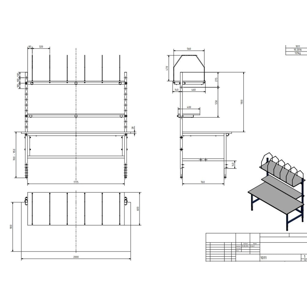 Productafbeelding nr. 8: Complete set enkele paktafel Classic, hxbxd 700-950 x 2.000 x 900 mm