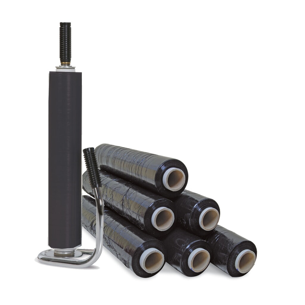 Product afbeelding: Complete set professionele stretchfolie, incl. 6 rollen, 300 m/rol, zwart