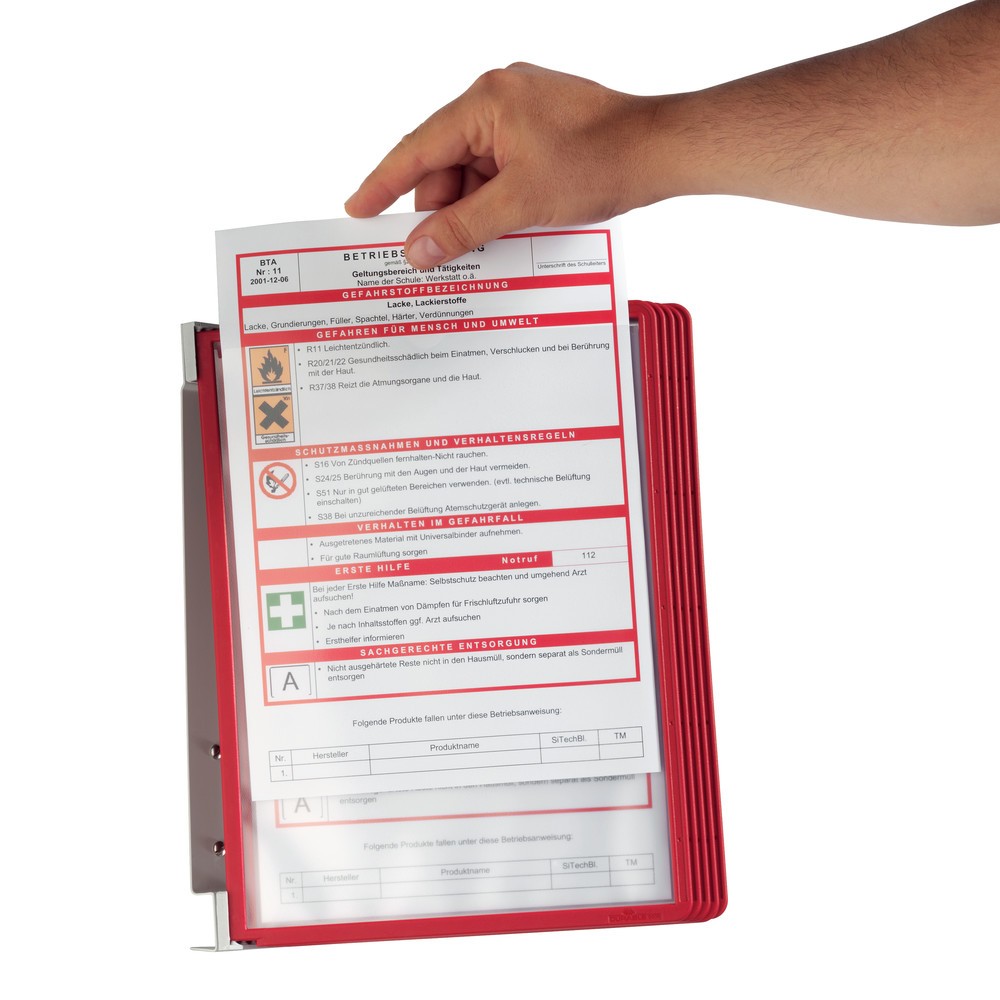 Productafbeelding nr. 2: Complete set wandhouder Vario®, 5 displaymappen, rood