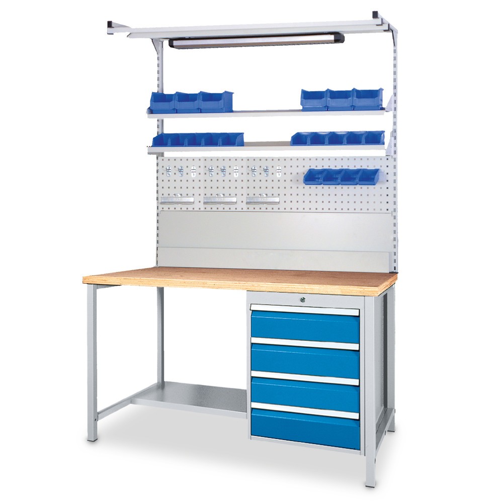 Product afbeelding: Complete set werkbank + opbouw + verlichting + bakken, cap. 500 kg