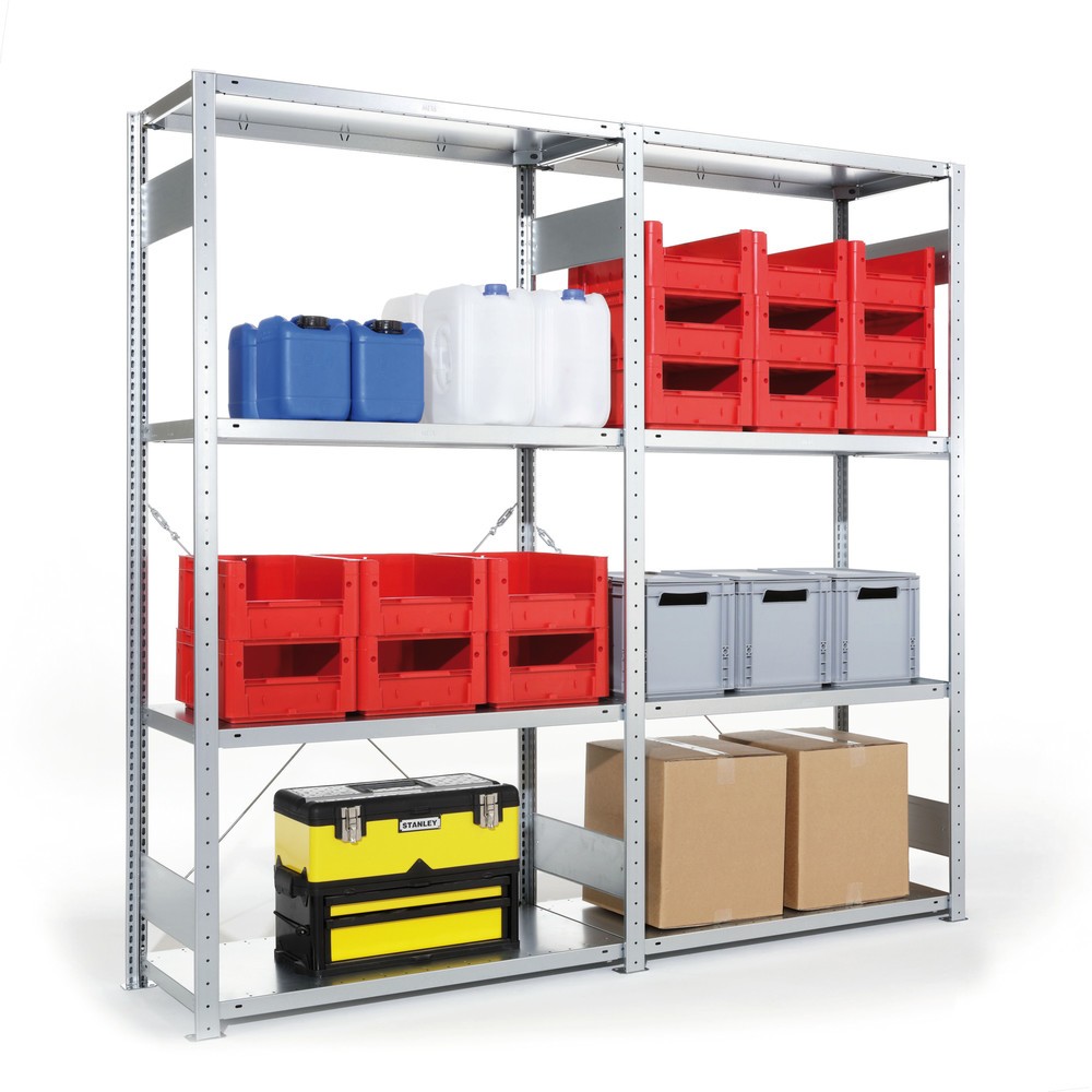 Product afbeelding: Complete legbordstelling META CLIP S3 inhaaksysteem, VL 100 kg, verzinkt, hxbxd 2.000 x 2.000 x 400 mm