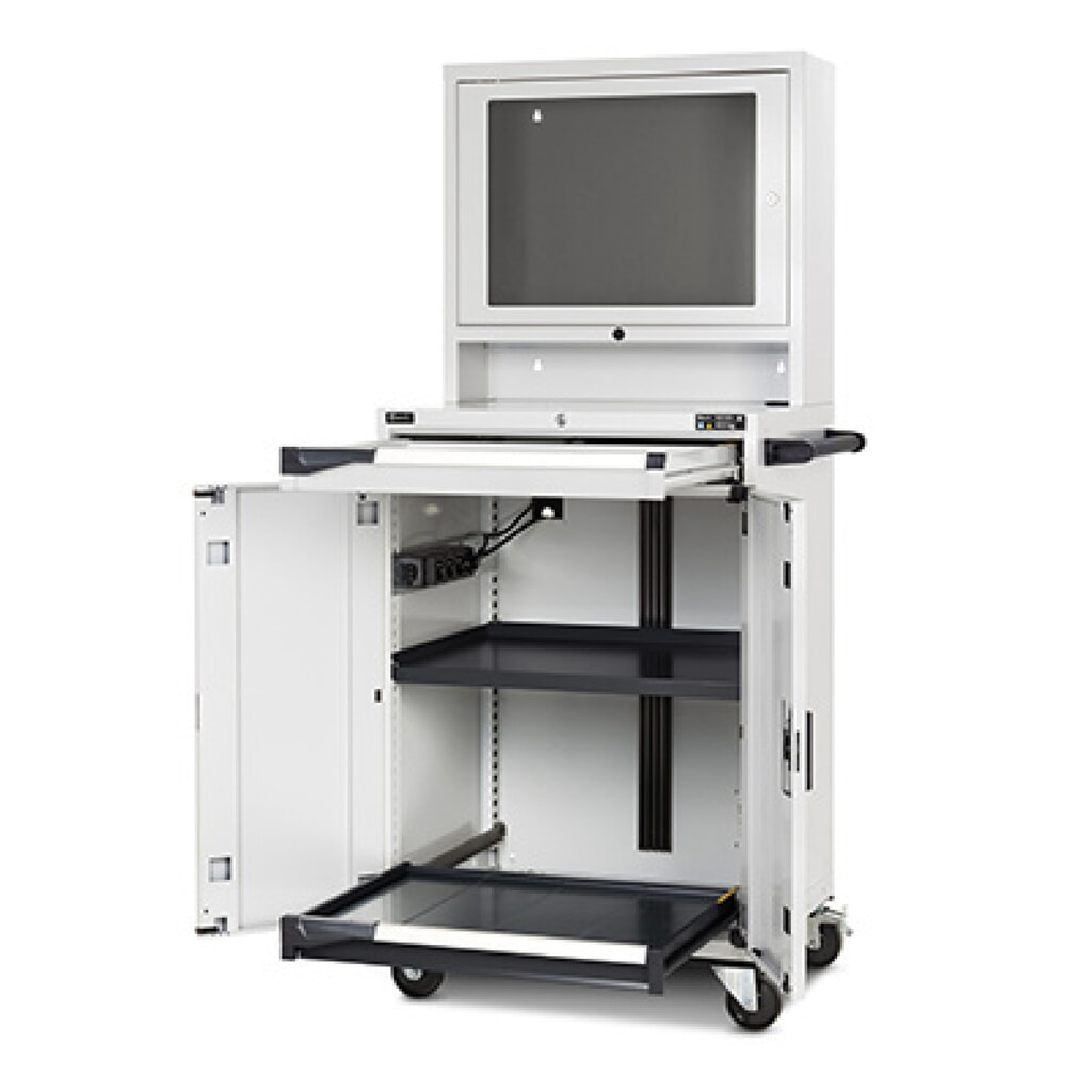 Computerkast Fami Master CS, polycarbonaat deur, 1 lade, hxbxd 1.731 x 792 x 617 mm, lichtgrijs Productafbeelding nr. 1: Computerkast Fami Master CS, polycarbonaat deur, 1 lade, hxbxd 1.731 x 792 x 617 mm, lichtgrijs