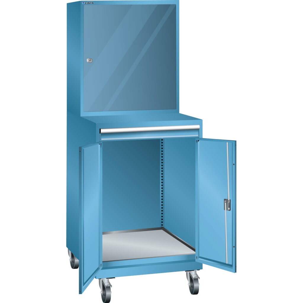 Product afbeelding: Computerkast LISTA verrijdbaar 36x36E, (bxdxh) 717x725x1837 mm, zonder stekkerlijst, lichtblauw