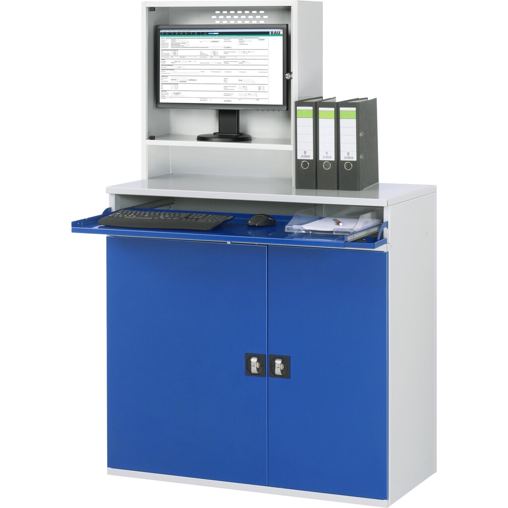 Computerkast RAU, monitorbehuizing, uitschuifblad voor het toetsenbord, dubbele draaideur, aantal lades x h x b: 2 x 80 x 1.020 mm Productafbeelding nr. 3: Computerkast RAU, monitorbehuizing, uitschuifblad voor het toetsenbord, dubbele draaideur, aantal lades x h x b: 2 x 80 x 1.020 mm