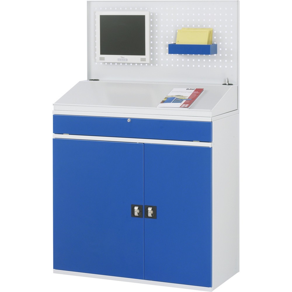 Productafbeelding nr. 2: Computerkast RAU, uitschuifblad voor het toetsenbord, dubbele draaideur, geperforeerde achterwand, aantal lades x h x b: 1 x 80 x 1.020 mm, stationair