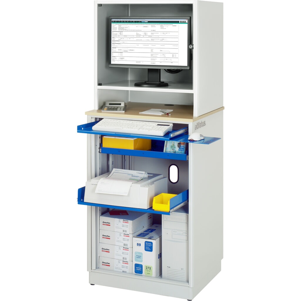 Computerstation RAU, uitschuifblad voor het toetsenbord, 1 lade, stationair Product afbeelding: Computerstation RAU, uitschuifblad voor het toetsenbord, 1 lade, stationair