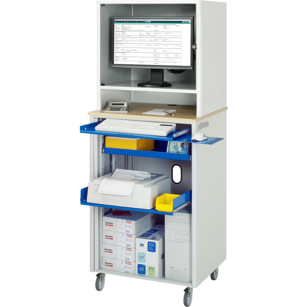 Product afbeelding: Computerstation RAU, uitschuifblad voor het toetsenbord, 1 lade, mobiel