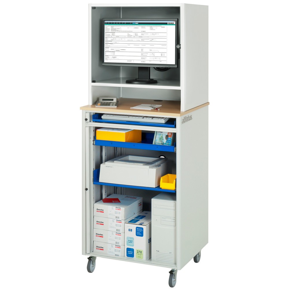 Productafbeelding nr. 2: Computerstation RAU, uitschuifblad voor het toetsenbord, 1 lade, mobiel
