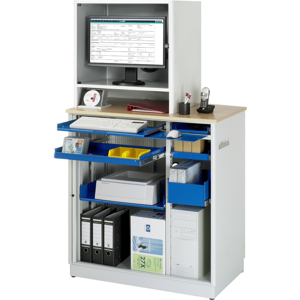 Product afbeelding: Computerstation RAU, uitschuifblad voor het toetsenbord, 3 lades, stationair