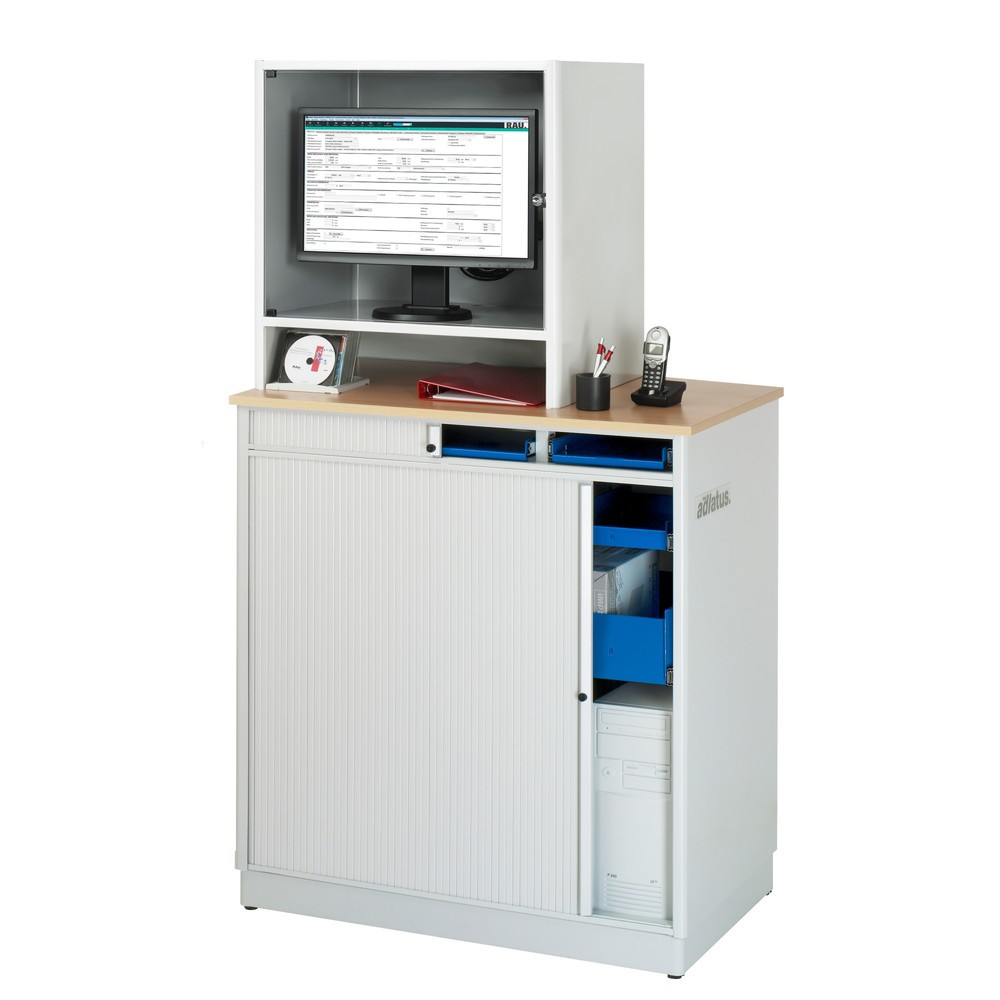 Productafbeelding nr. 3: Computerstation RAU, uitschuifblad voor het toetsenbord, 3 lades, stationair